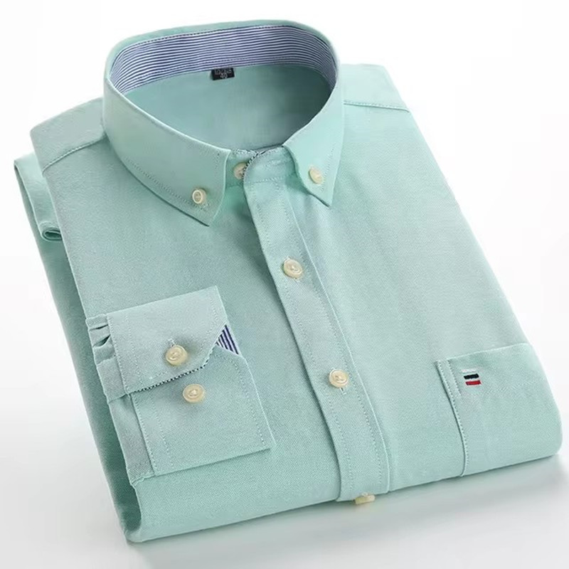 Oxford Cotton Casual Shirt Business - メンズ長袖オックスフォードシャツ,市松模様の若々しいシャツ,綿100%,カジュアルな作業服,毎日,春,秋,5xl,6xl,7xl