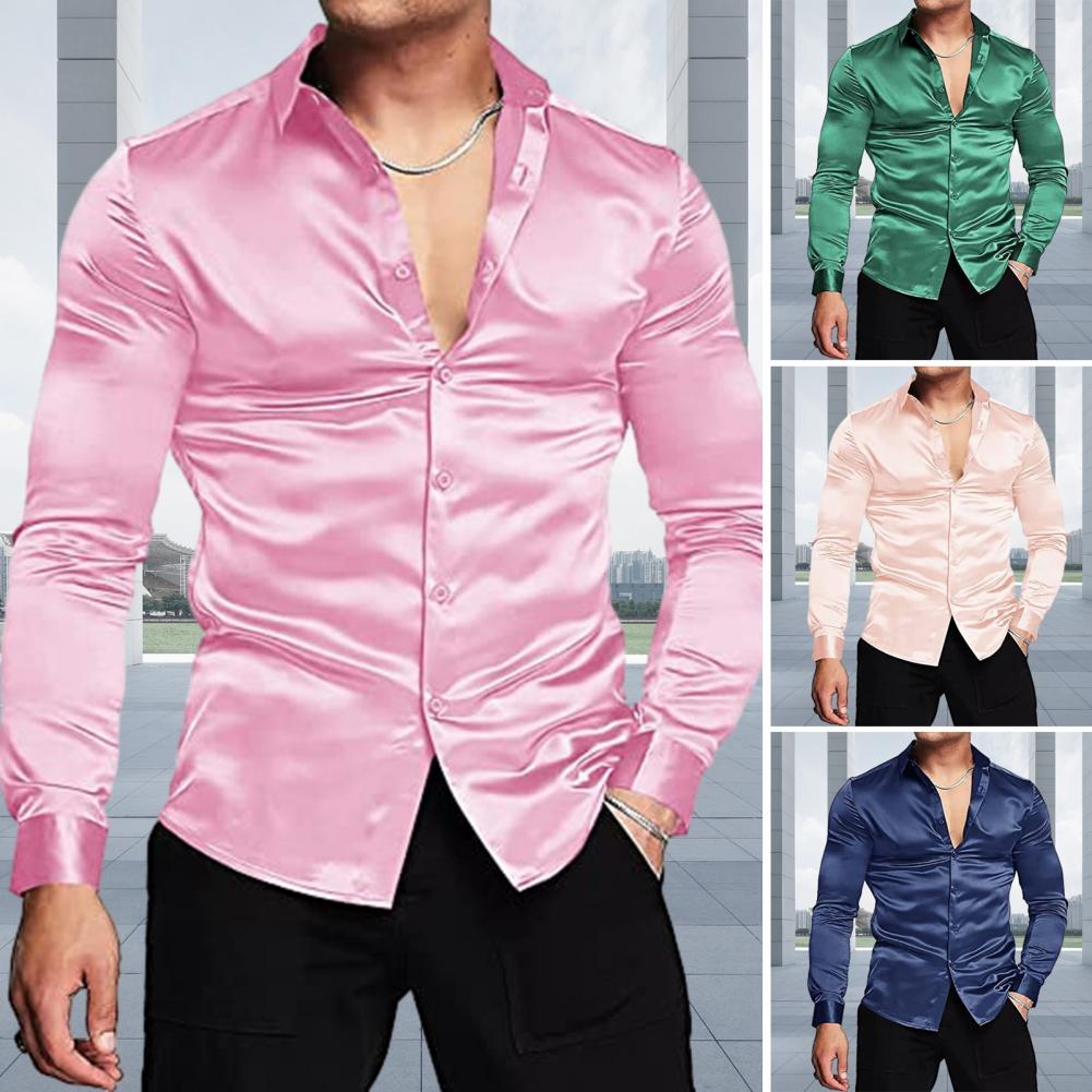 Mens Satin Silk Dress Shirt - Tuxedo-メンズ長袖シャツ,ピンクシルク,サテン,ラグジュアリー,メンズシャツ,ウェディング,ダンス,prom,ニューコレクション2023