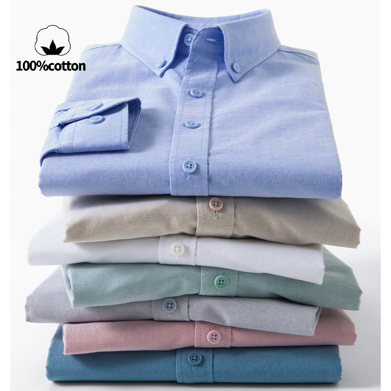 Mandarin Collar Formal Shirt Slim Fit - メンズ100%コットンオックスフォードシャツ - 通気性・吸汗性に優れたスリムフィット＆クリスプな質感のボタンダウンシャツ