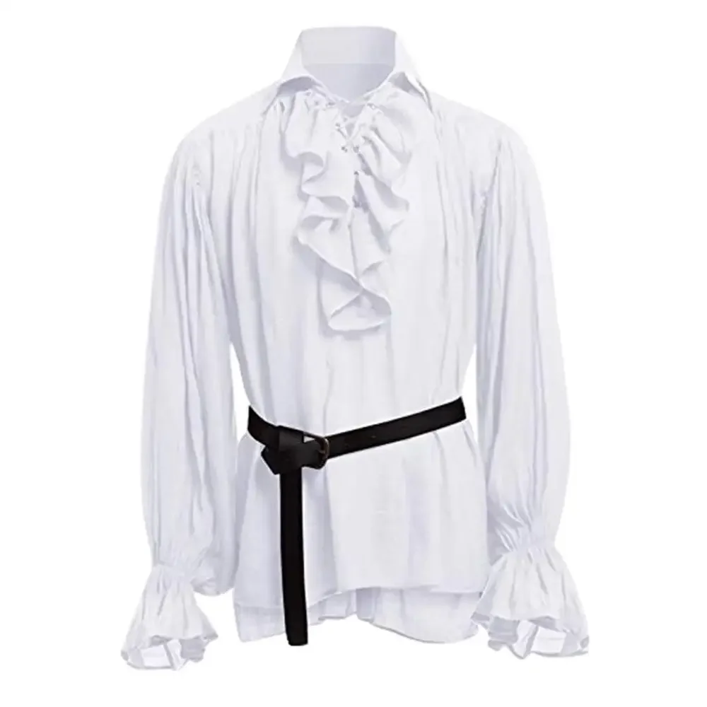 中世風シャツ ラッフル付き ゴシック スチームパンク ビクト - Medieval Gothic Lace Up Pirate Shirt のレビューと価格