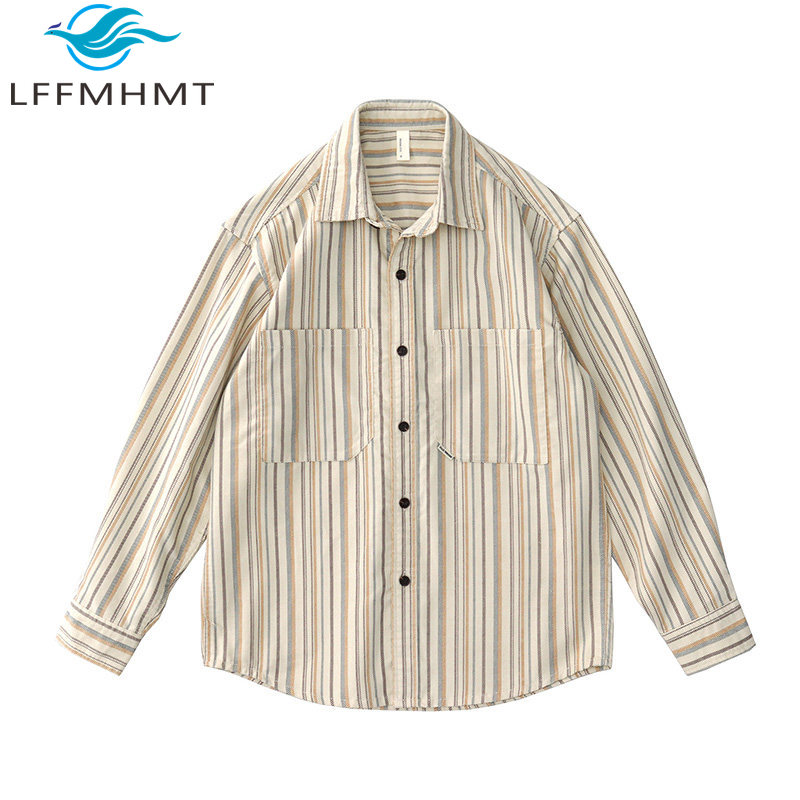 メンズ、日本のヴィンテージ風、芸術的なデザイン、カジュアル、 - Corduroy Button Up Shirt Men のレビューと価格
