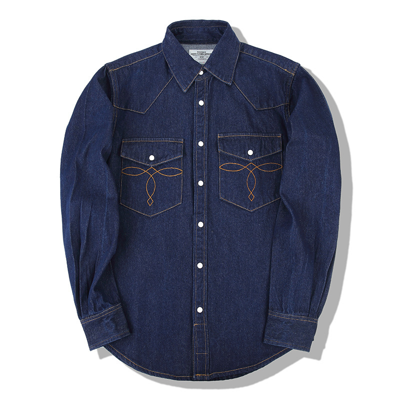 アメリカンウォッシュヴィンテージデニムシャツ パールスナップ - Mens Western Denim Pearl Snap Shirt のレビューと価格