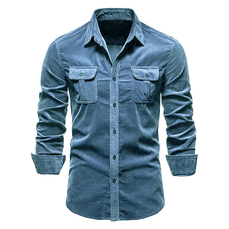 メンズ新しいコーデュロイシャツコットンビジネスカジュアル長袖 - Corduroy Button Up Shirt Men のレビューと価格